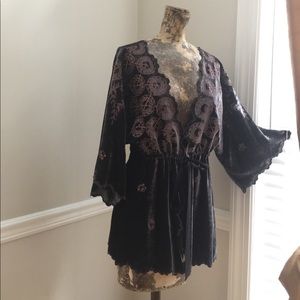 NIC + ZOE velvet embroidered cardigan Shrug large